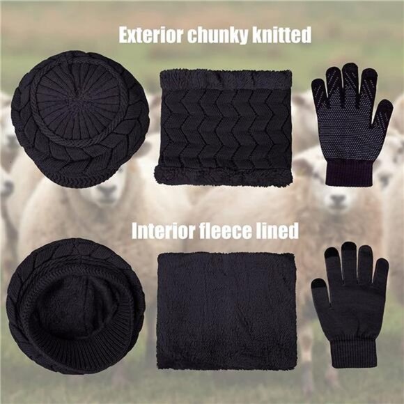 3-Pieces Winter Hat Gloves Scarf Set for Women main image 6